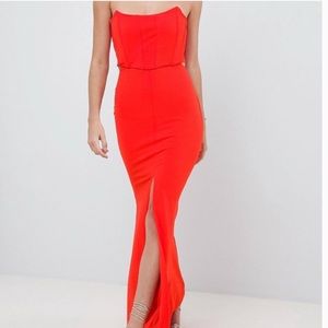 ASOS Long Red Strapless Dress